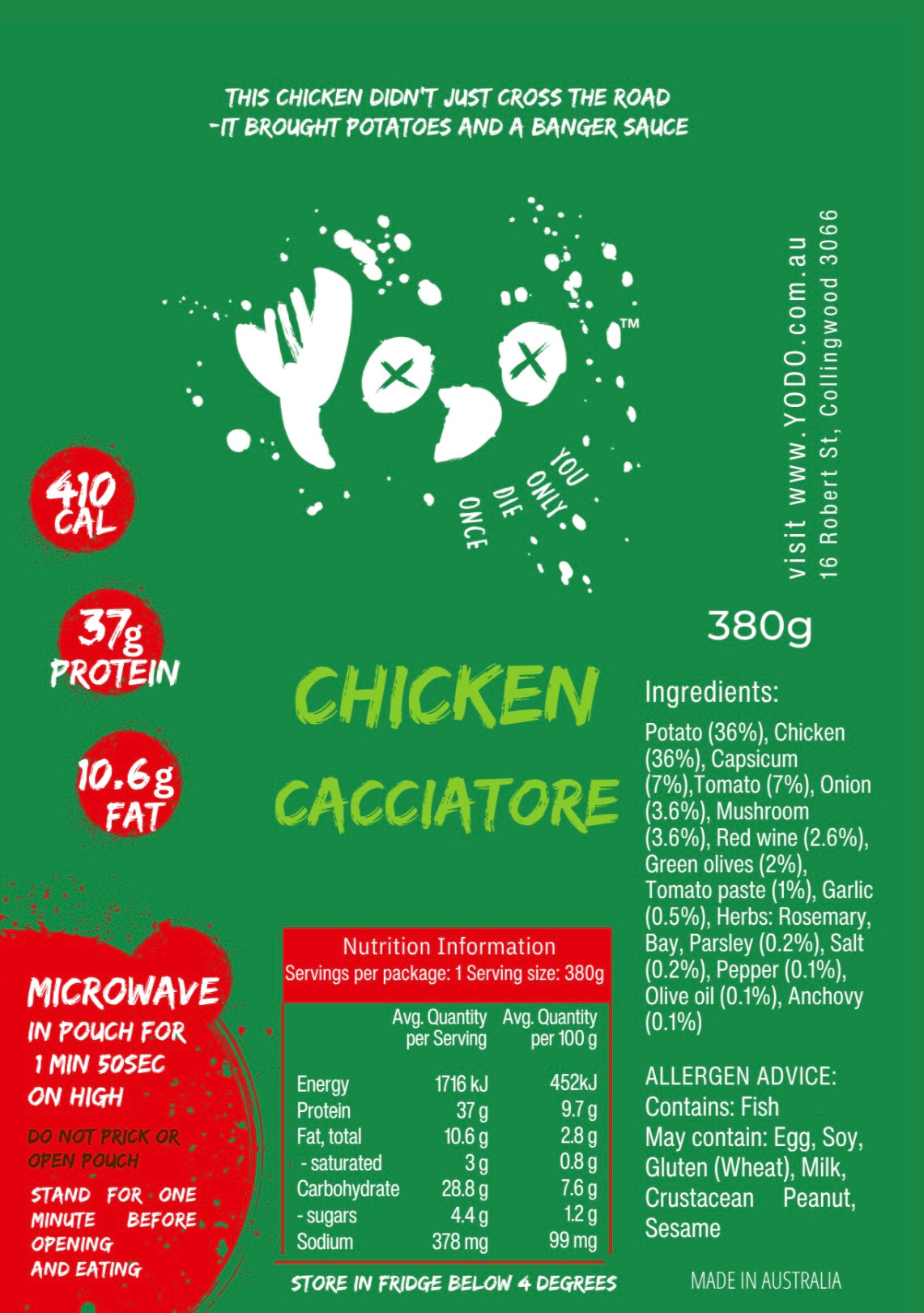 YODO returning Nov 3rd Chicken Cacciatore