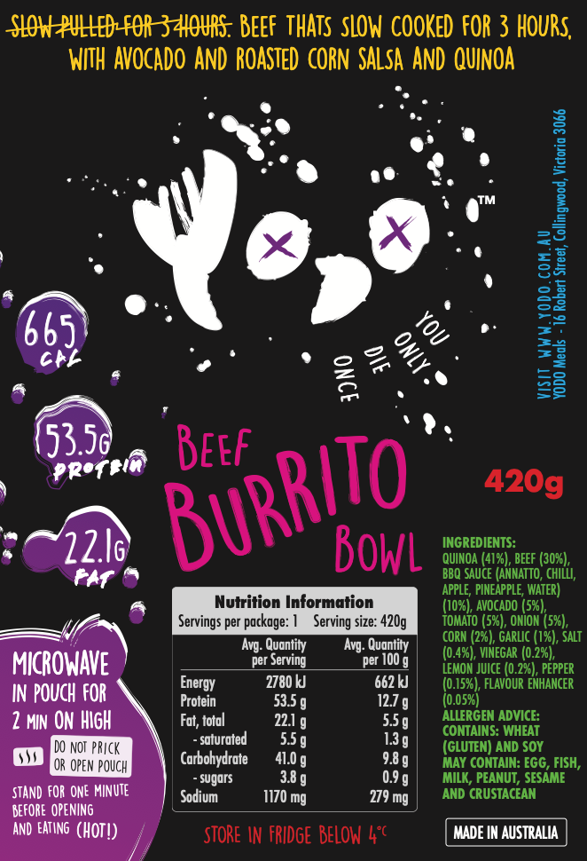 Beef Burrito bowl (632 cal)