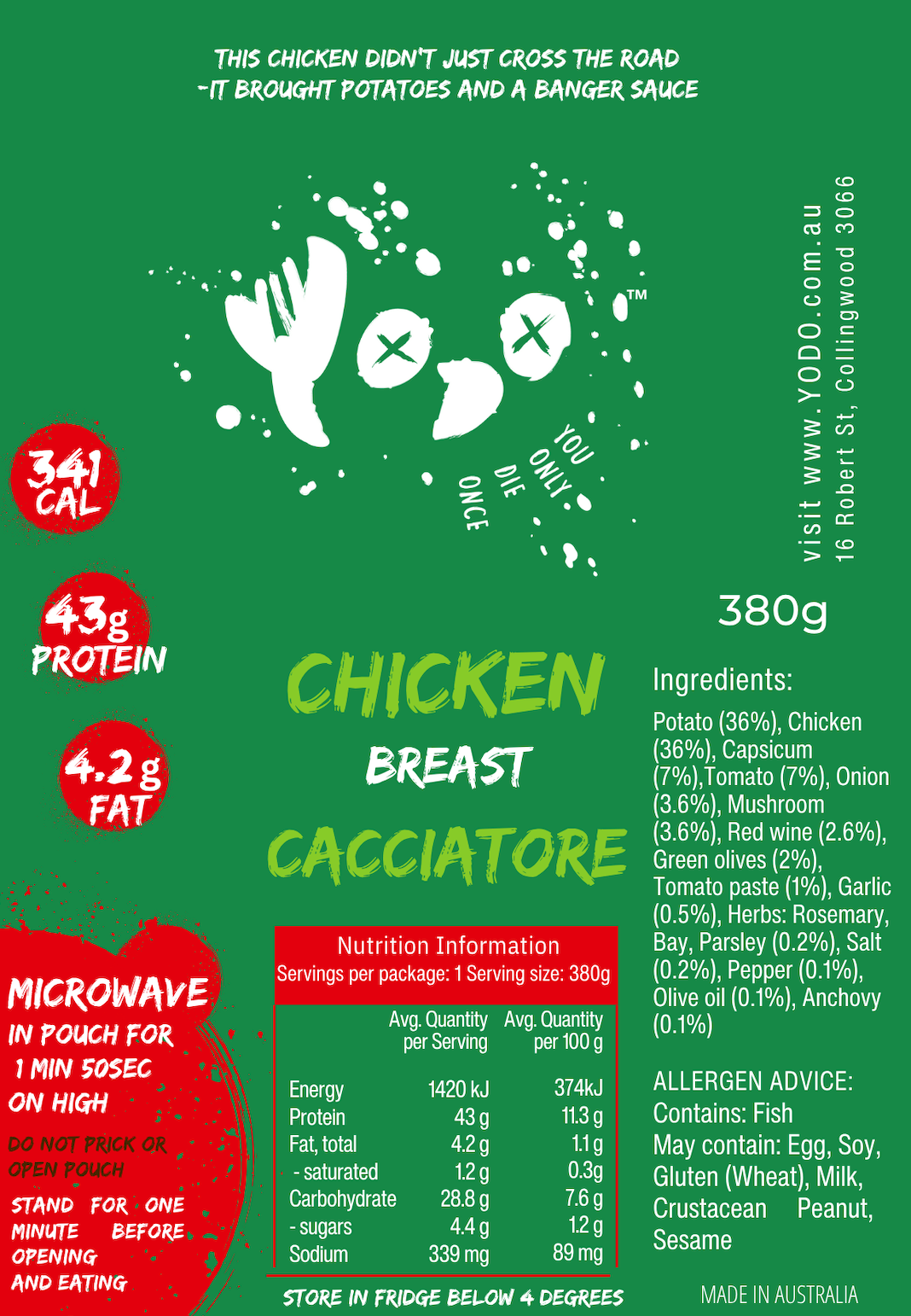 YODO returning Nov 3rd Chicken Cacciatore