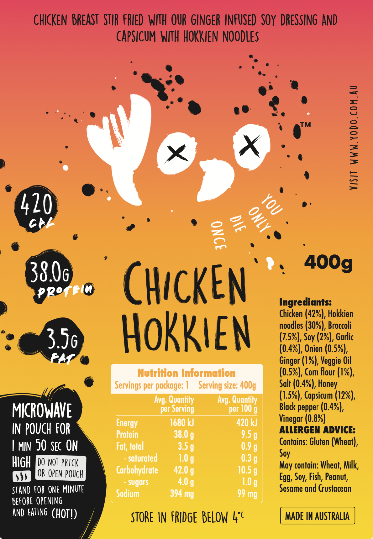 YODO Returning Dec 12th Chicken Hokkien Noodles (420 cal)