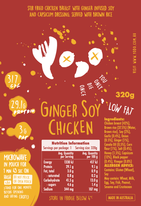 YODO Returning March 20th Ginger Soy Chicken (317 cal)
