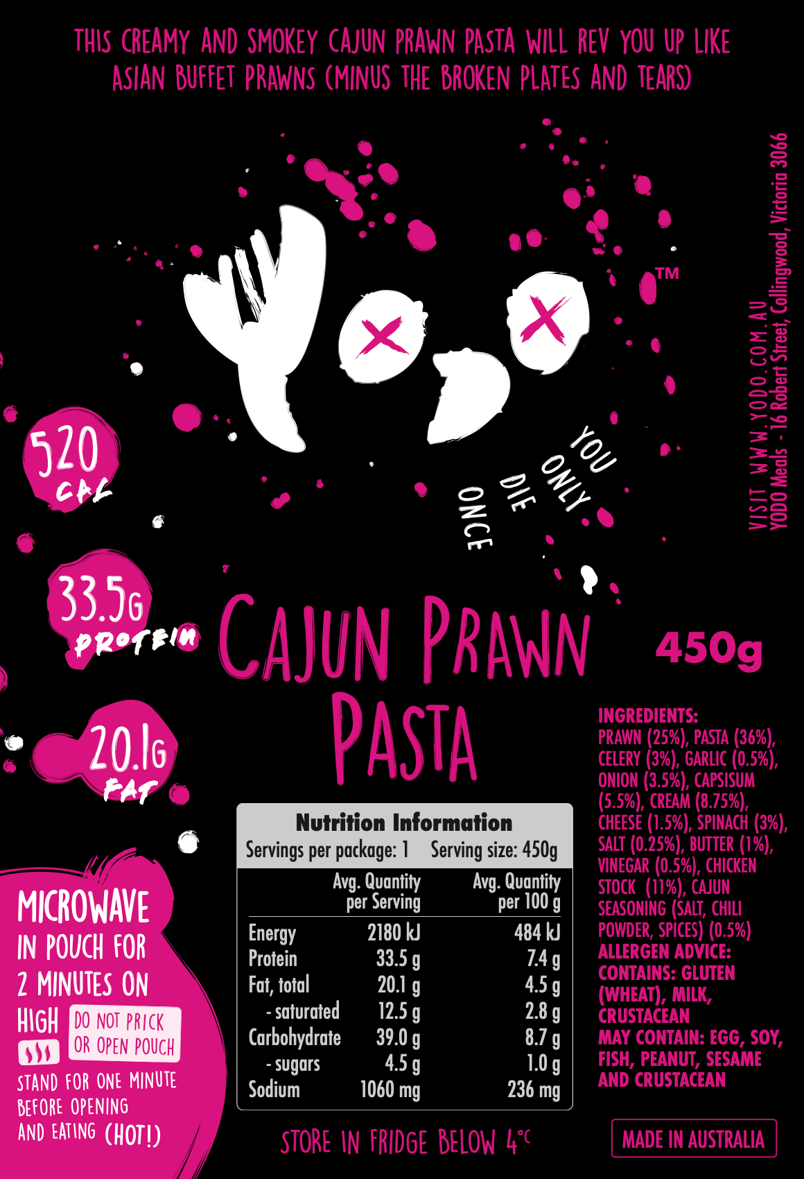 Cajun Prawn Alfredo Pasta (520 cal)