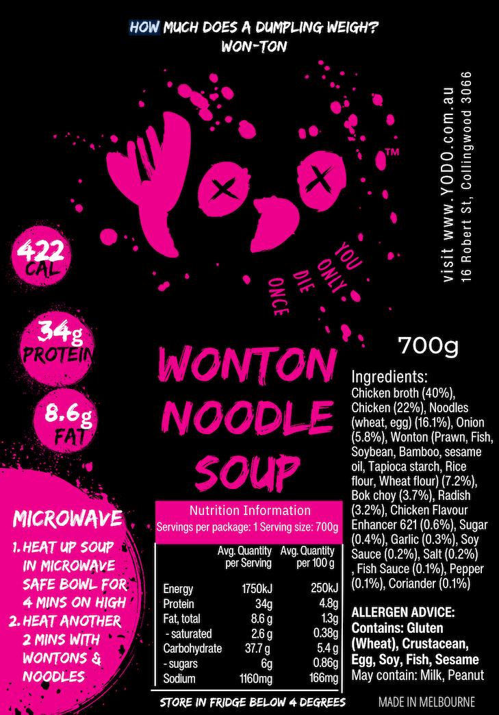Wonton noodle soup (422 cals)