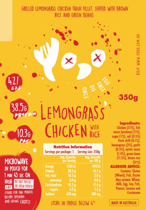 YODO Returning May 15th Lemongrass Chicken with Rice (421 cal)